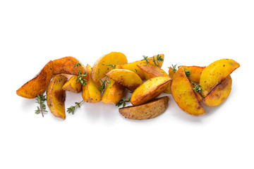 Tasty baked potato on white background