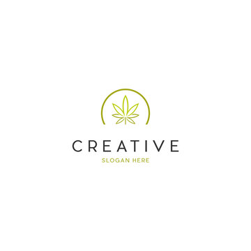 Cannabis Leaf Logo, CBD, Cannabis Logo Vector, Line Art of Marijuana Pot Hemp Leaf with for Cannabis CBD Cultivation Farm Logo design