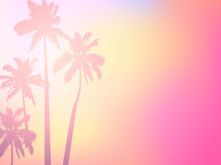 Background with silhouette of palm trees and tropical sunrise. Vector iilustration © tiena