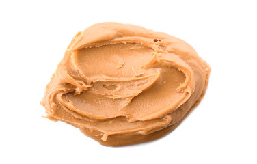 Tasty peanut butter on white background