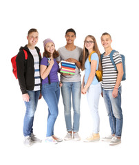 Fototapeta premium Group of teenagers on white background