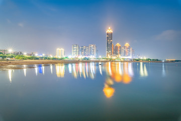 City night view of Zhanjiang Sands Bay