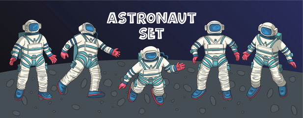 Astronaut vector set. © trihubova