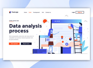 Flat Modern design of website template - Data analysis process