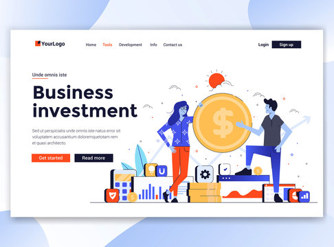 Flat Modern design of website template - Business Investment