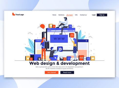 Flat Modern design of website template - Web design and development