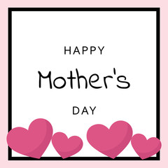 happy mothers day greeting card with pink hearts vector illustration EPS10