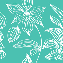 floral seamless pattern with flowers and leaves