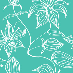 floral seamless pattern with flowers and leaves