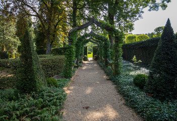 English arcade in the picturesque Jardins du Manoir d Eyrignac in Dordogne. France