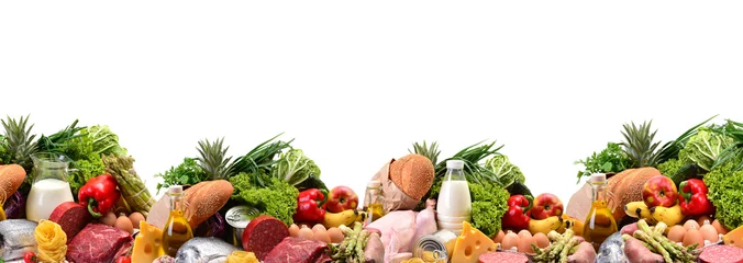 Foto op Plexiglas Verse groenten Eten op een witte achtergrond