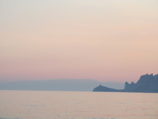 Crimea. Summer. Black Sea. Mountains. Sunset. Evening.