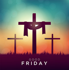 Good Friday vector illustration for christian religious with cross