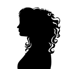 Vector silhouette of anonymous profile woman on white background. Illustration symbol of people.