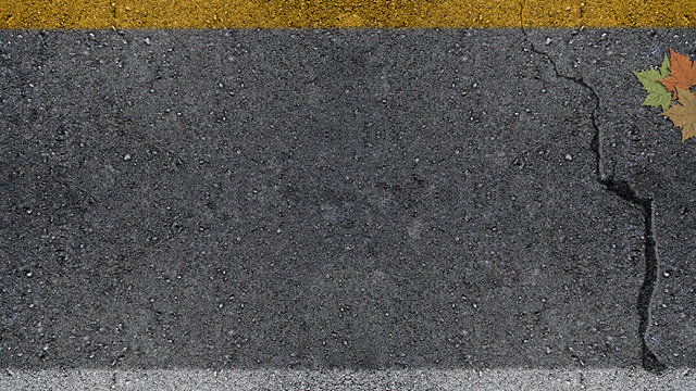 Asphalt Road Crack line yellow and white