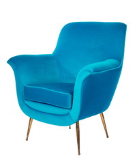 Old retro sixties style chair in blue