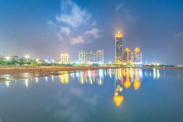 City night view of Zhanjiang Sands Bay