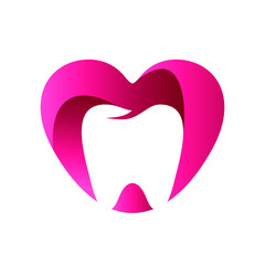 Dental With Love Shape Logo Vector
