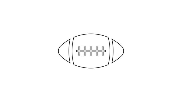Grey American Football ball line icon on white background. 4K Video motion graphic animation