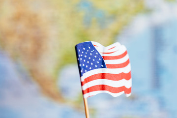 American flag with USA map background
