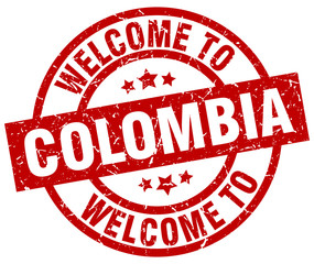 welcome to Colombia red stamp