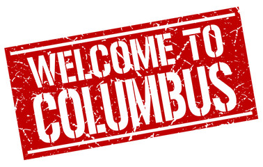 welcome to Columbus stamp