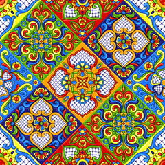 Mexican talavera ceramic tile pattern.