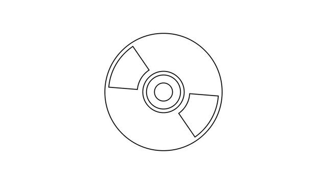 Grey CD or DVD disk line icon on white background. Compact disc sign. 4K Video motion graphic animation