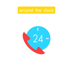 Around the clock, twenty four hour icon.