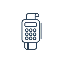 pos terminal payment  line icon with credit card and check. Outline vector sign. linear pictogram isolated.