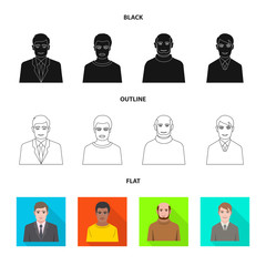 Vector design of hairstyle and profession  symbol. Collection of hairstyle and character  vector icon for stock.