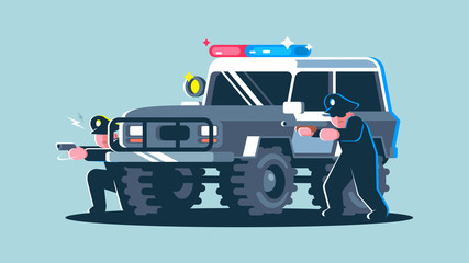 police SUV, armed police