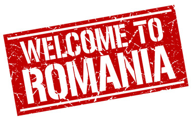 welcome to Romania stamp