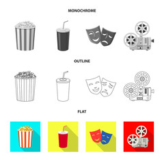 Vector design of television and filming logo. Collection of television and viewing stock symbol for web.