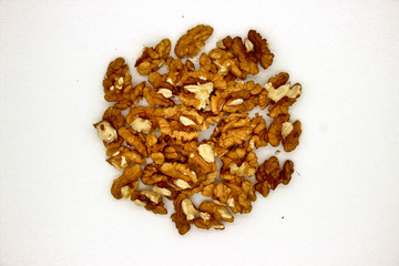 Walnut Kernels (Other Names: Juglans Regia, Persian Walnut, English Walnut, Circassian Walnut). Isolated Image On A White Background
