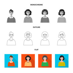 Isolated object of hairstyle and profession  sign. Set of hairstyle and character  stock vector illustration.