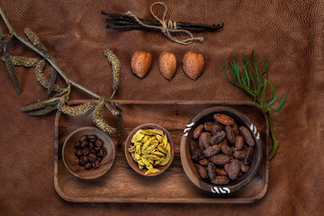 cocoa, cardamom and coffee beans