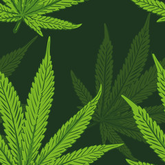 Cannabis leafs seamless vector pattern