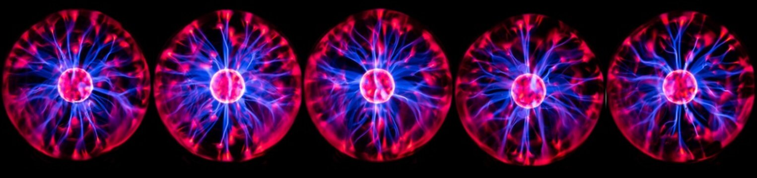 elektrisches Plasma in einer Glaskugel, mit Blitzen