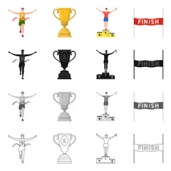 Isolated object of sport  and winner icon. Collection of sport  and fitness  vector icon for stock.