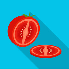 Vector design of tomato and slice symbol. Set of tomato and cut stock symbol for web.