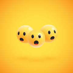 Naklejka premium Group of high detailed yellow emoticons, vector illustration