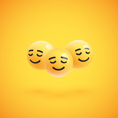 Fototapeta premium Group of high detailed yellow emoticons, vector illustration