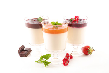 panna cotta isolated on white background
