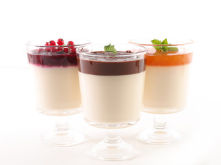 panna cotta isolated on white background
