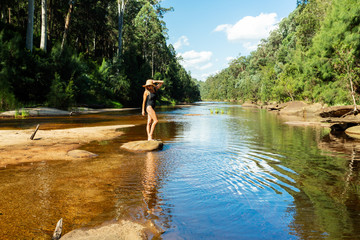 Enjoying the tranquil waters of the Grose River Blue Mountains,