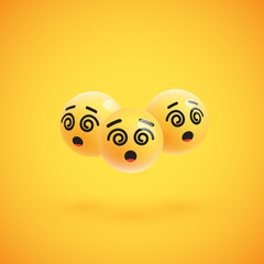 Group of high detailed yellow emoticons, vector illustration
