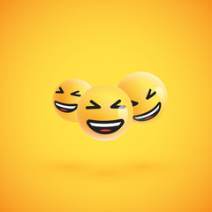 Group of high detailed yellow emoticons, vector illustration