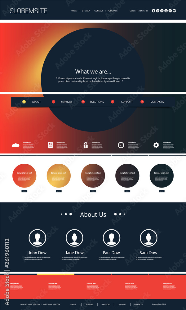 Wall mural website design template for your business with abstract header
