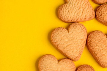 Closeup on heart-shaped cookies
